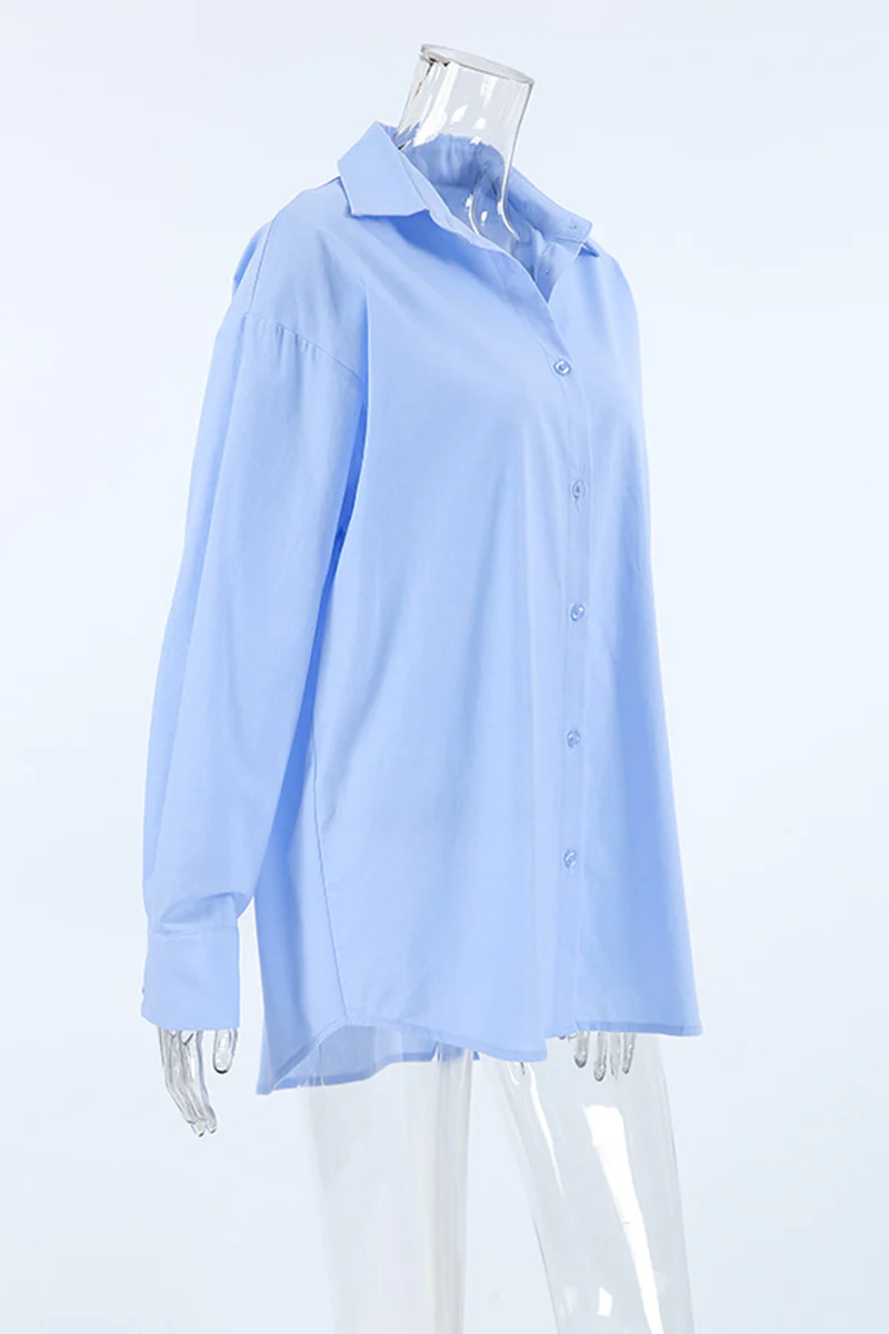 Casual Daily Buttons Turndown Collar Blouses - Panekey