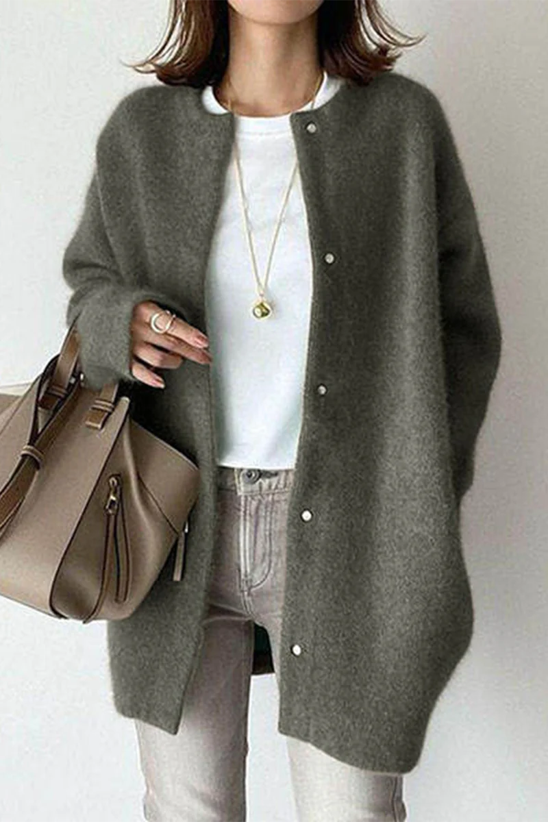 Casual Gross O Neck Outerwear(wool felt style)(9 Colors) - Panekey