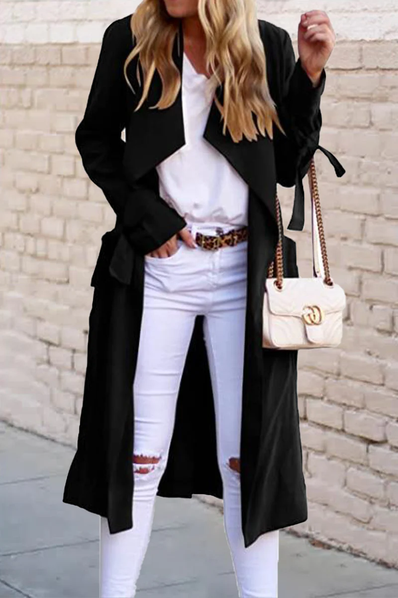 British Style Solid Frenulum Outerwear - Panekey