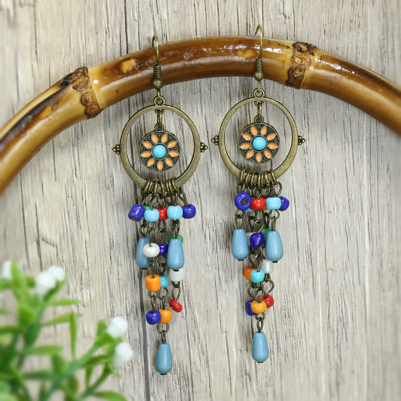 Bohemian Geometric Patchwork Earrings - Panekey