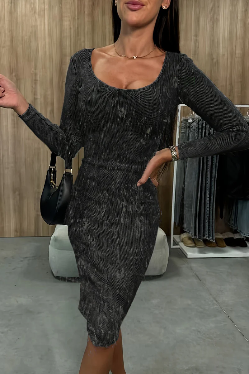 Casual Distressed V Neck Wrapped Skirt Dresses(4 Colors) - Panekey