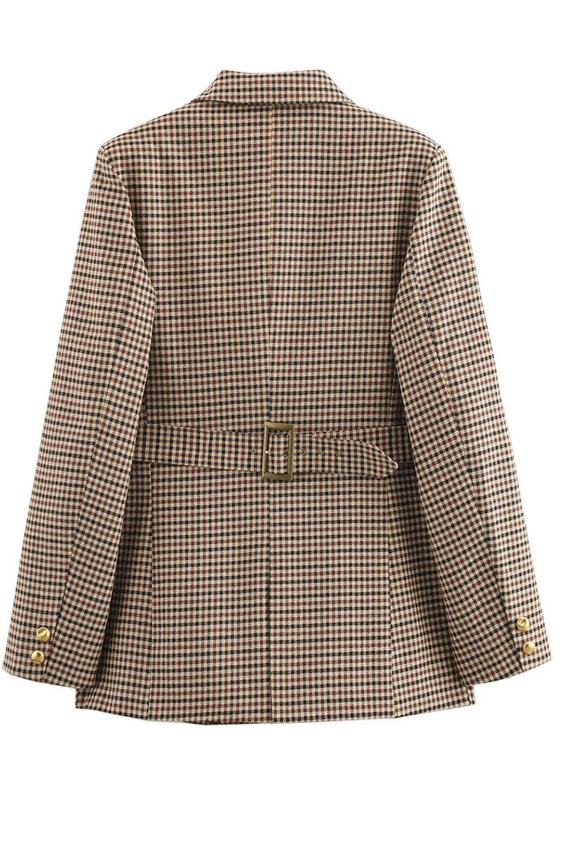 Casual Plaid Buttons Patchwork Contrast Turn-back Collar Outerwear - Panekey