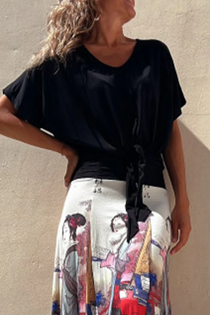 Casual Daily Knotted V Neck T-Shirts - Panekey