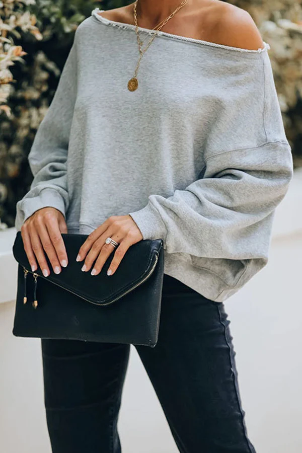 Casual Elegant Solid Split Joint Fold Off the Shoulder Tops - Panekey