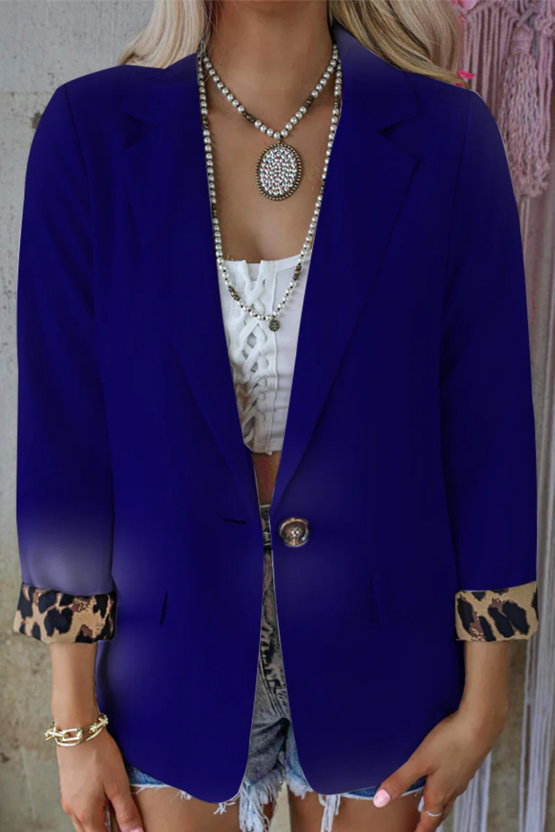 Casual Leopard Patchwork Turndown Collar Outerwear(6 Colors) - Panekey