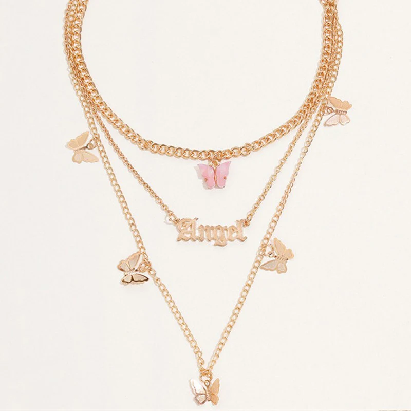 Casual Butterfly Patchwork Chains Necklaces - Panekey