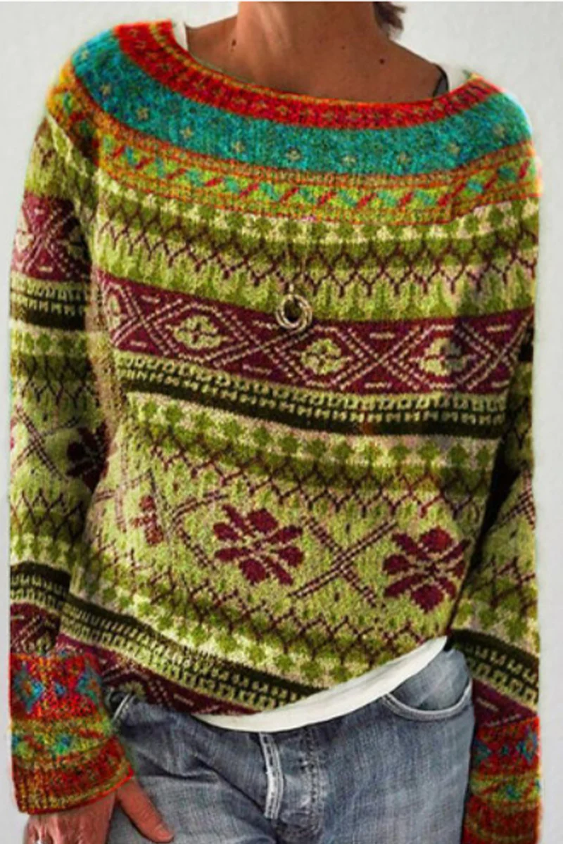 Casual Color Block Contrast O Neck Sweaters(8 Colors) - Panekey