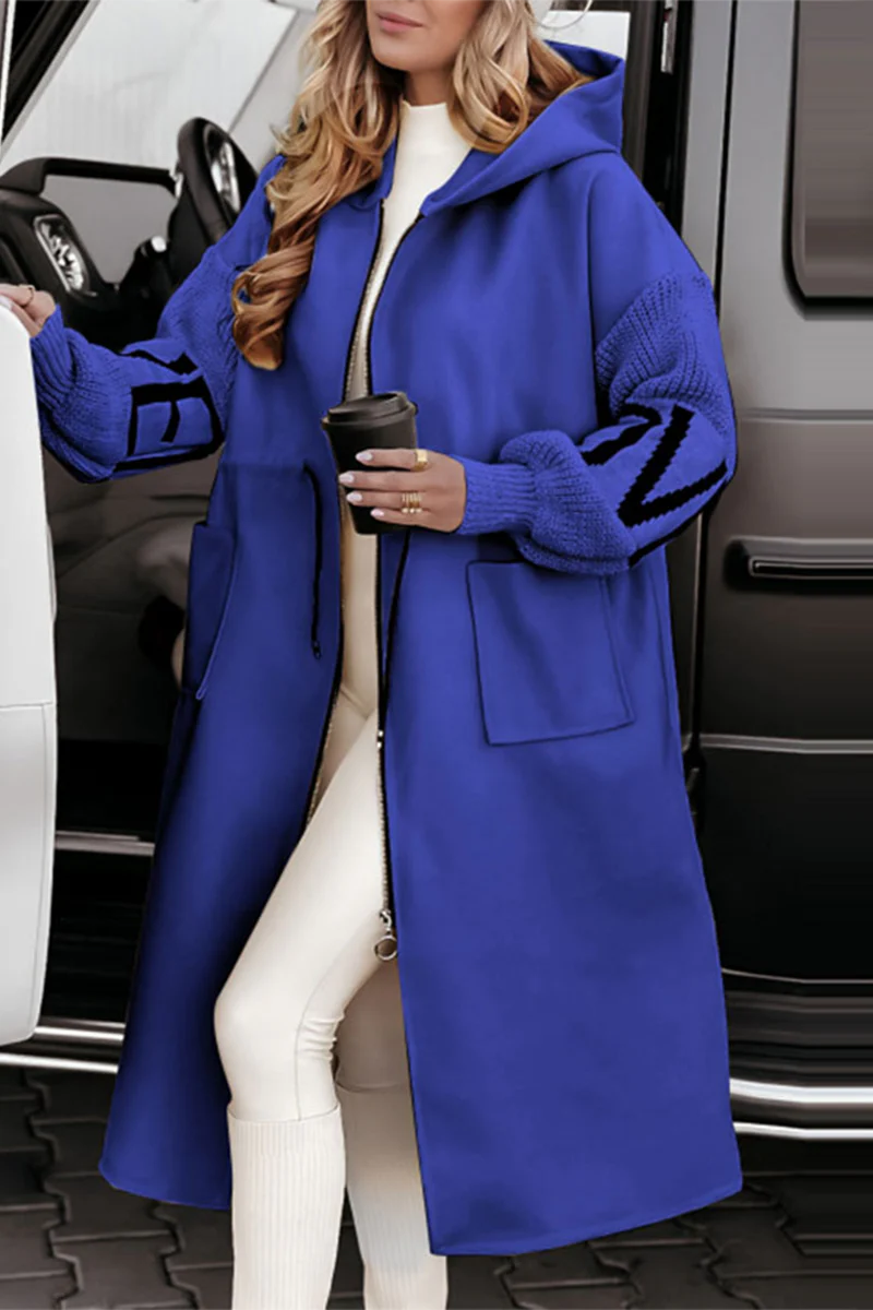 Casual Letters Pocket Patchwork Contrast Hooded Outerwear(7 Colors) - Panekey