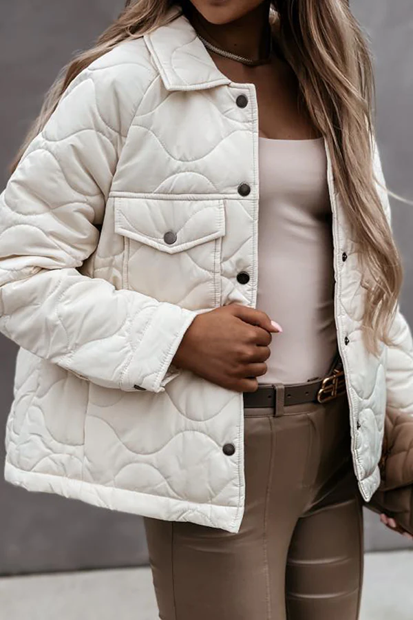 Casual Patchwork Pocket Buckle Turndown Collar Outerwear(3 Colors) - Panekey