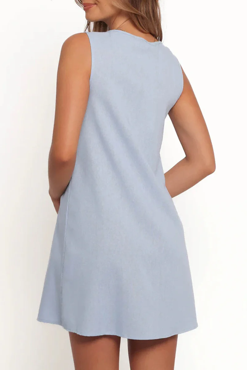 Casual Daily Lace Up Pleated O Neck Pleated Dresses(4 Colors) - Panekey