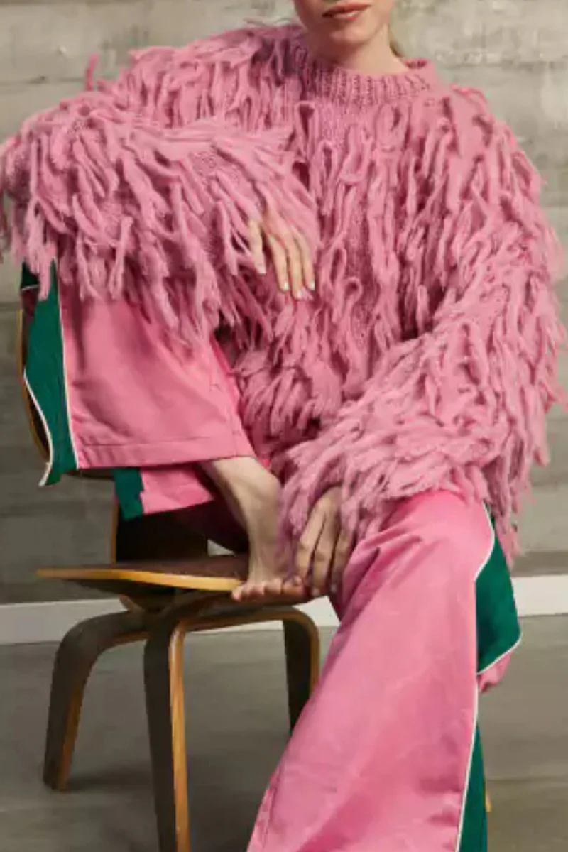 British Style Elegant Solid Tassel O Neck Sweaters(5 Colors) - Panekey