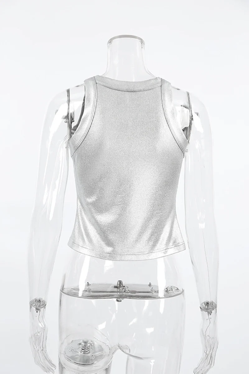 Casual Daily Patchwork Ruched Reflective O Neck Tops - Panekey