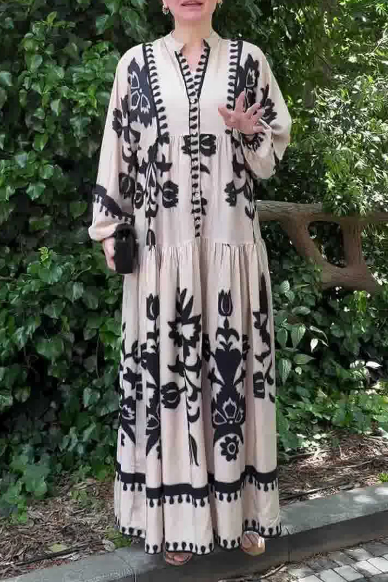 Casual Irregular Printed V Neck A Line Dresses - Panekey