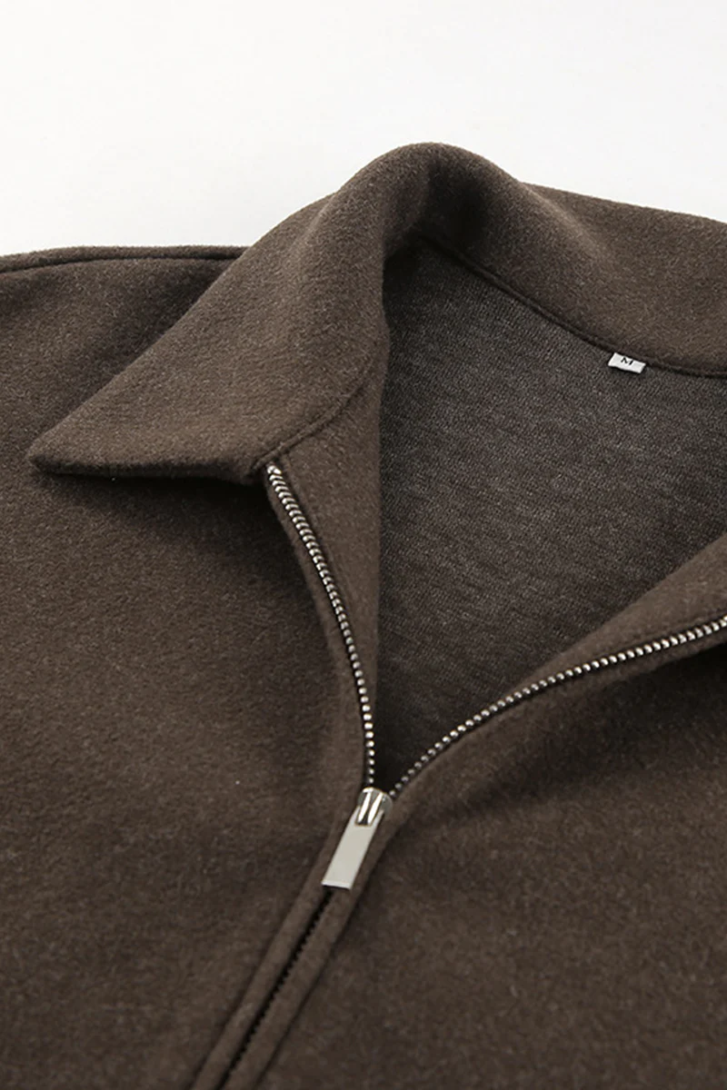 Casual Daily Zipper Gross Turndown Collar Outerwear - Panekey