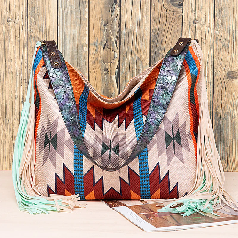 Casual College Color Block Tassel Bags - Panekey