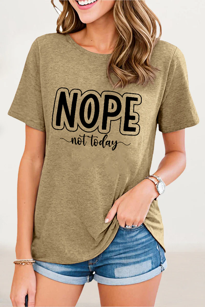 Casual Letter Print O Neck T-Shirts - Panekey