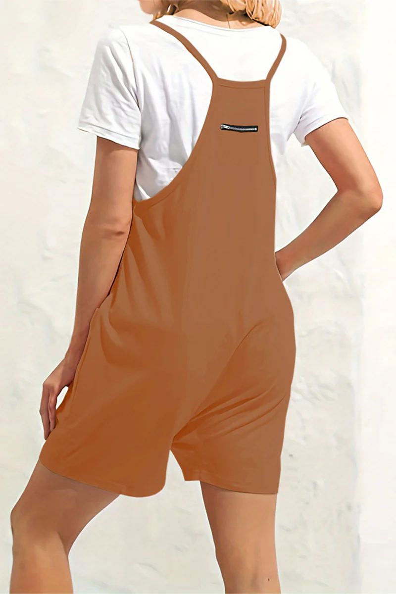 Casual Daily Solid Pocket V Neck Loose Jumpsuits(8 Colors) - Panekey