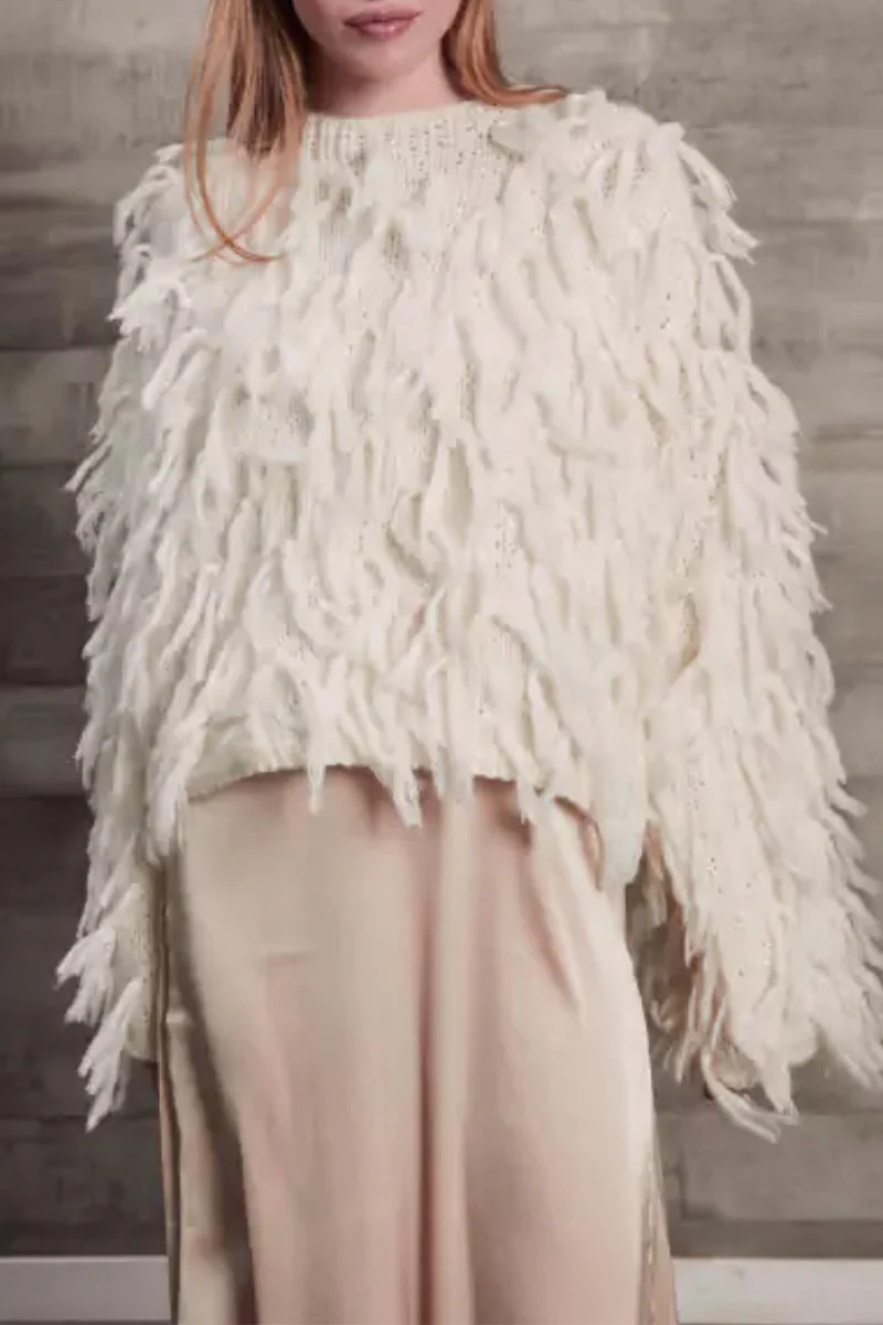 British Style Elegant Solid Tassel O Neck Sweaters(5 Colors) - Panekey