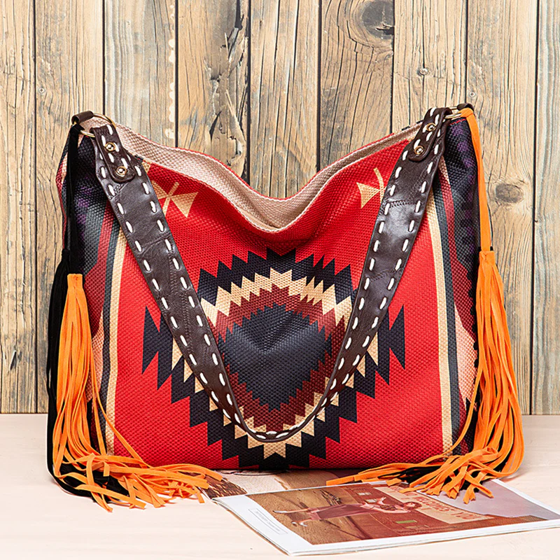 Casual College Color Block Tassel Bags - Panekey