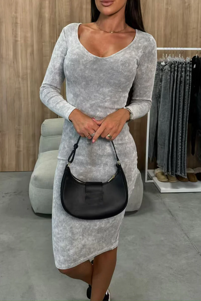 Casual Distressed V Neck Wrapped Skirt Dresses(4 Colors) - Panekey