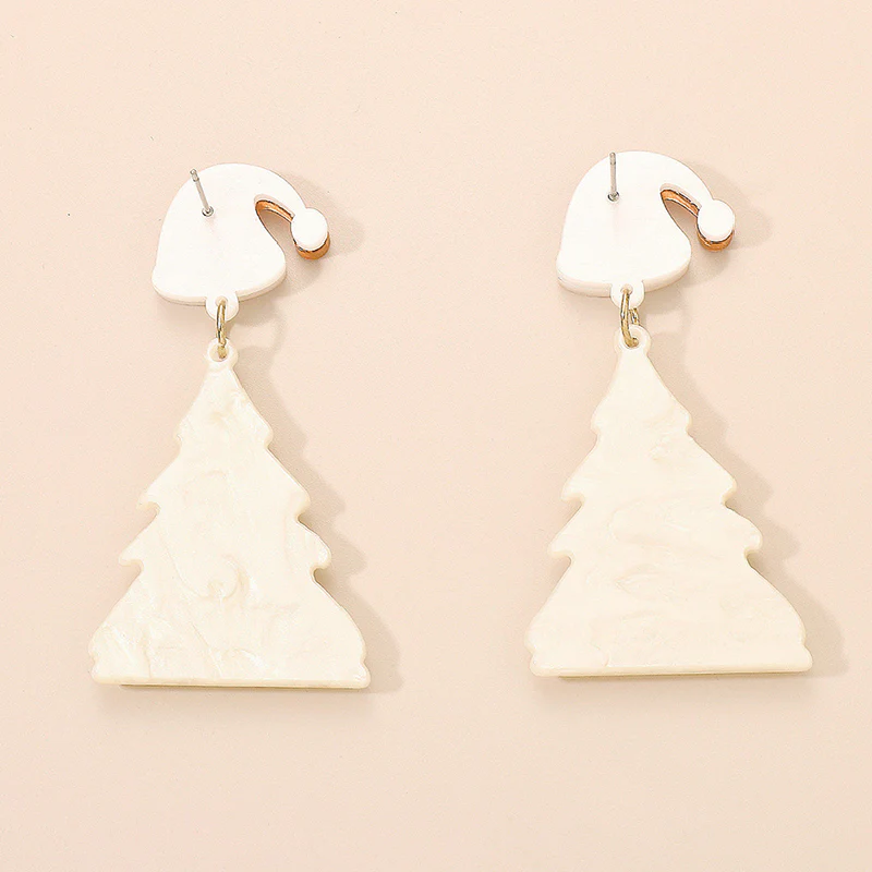 Casual Christmas Tree Patchwork Earrings - Panekey