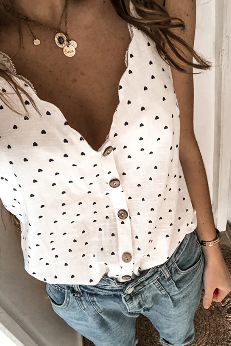 Casual Dot Split Joint V Neck Tops(5 Colors) - Panekey