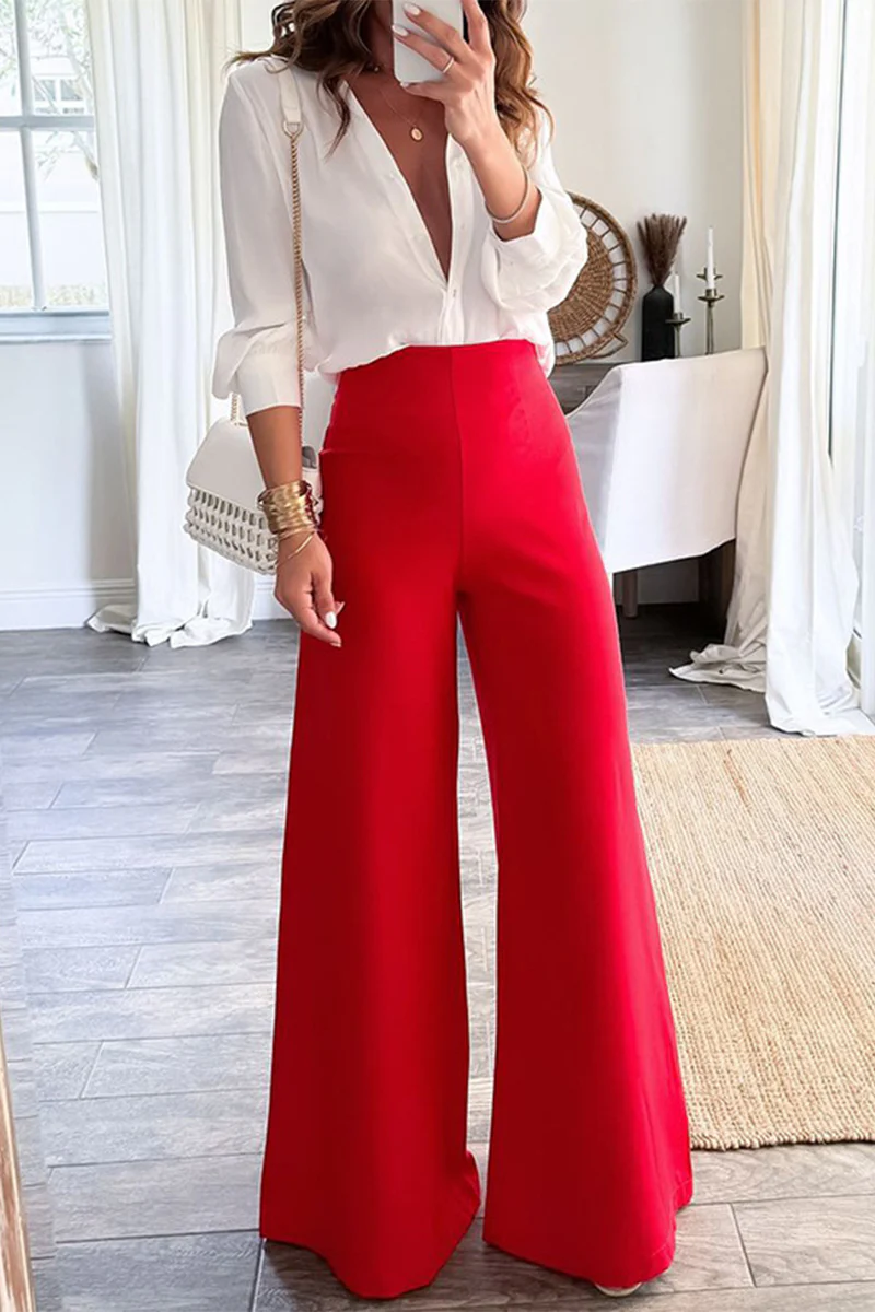 Casual Daily Loose High Waist Wide Leg Bottoms - Panekey
