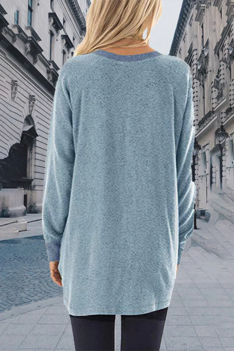 Casual Elegant Solid Contrast O Neck Tops - Panekey