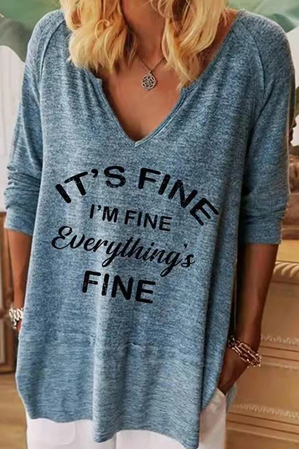 Casual Letter Basic V Neck Tops(7 Colors) - Panekey