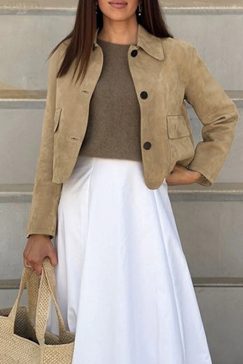 Casual Daily Buttons Turndown Collar Outerwear - Panekey