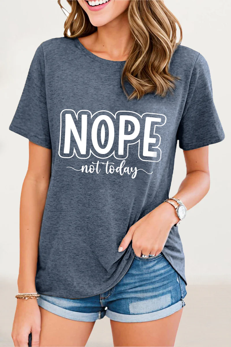 Casual Letter Print O Neck T-Shirts - Panekey