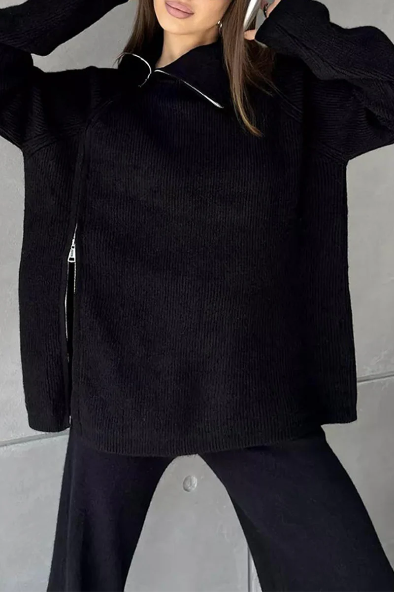 Casual Daily Zipper Collar Long Sleeve Two Pieces(6 Colors) - Panekey