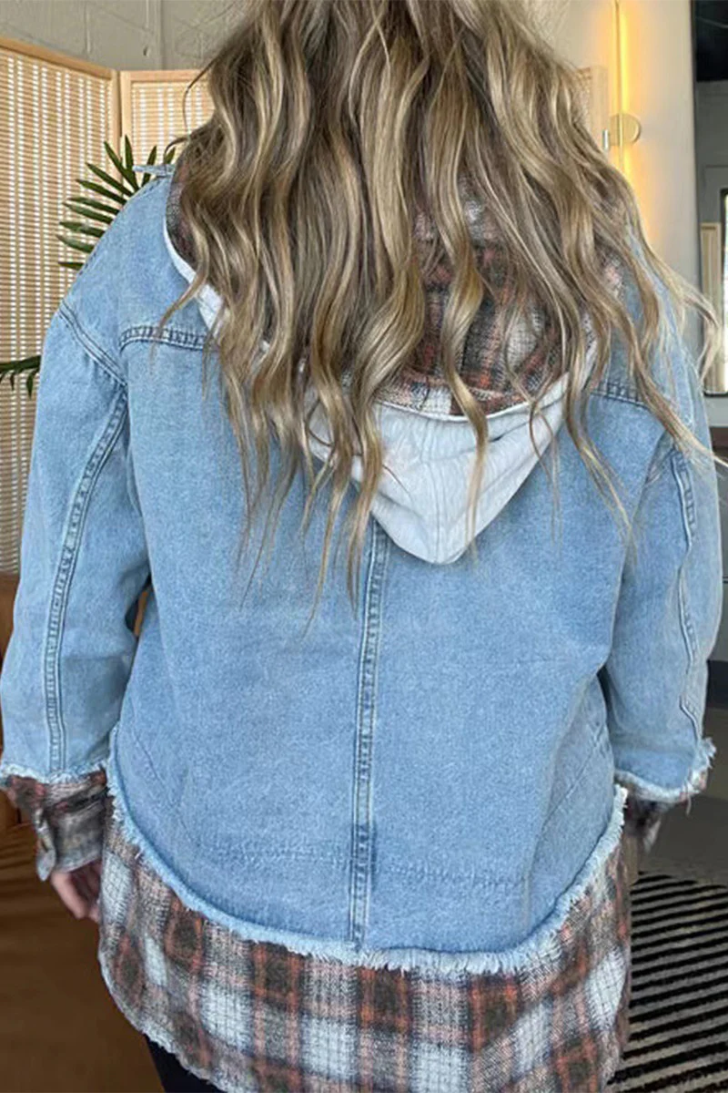 Casual Plaid Draw String Turndown Collar Outerwear - Panekey