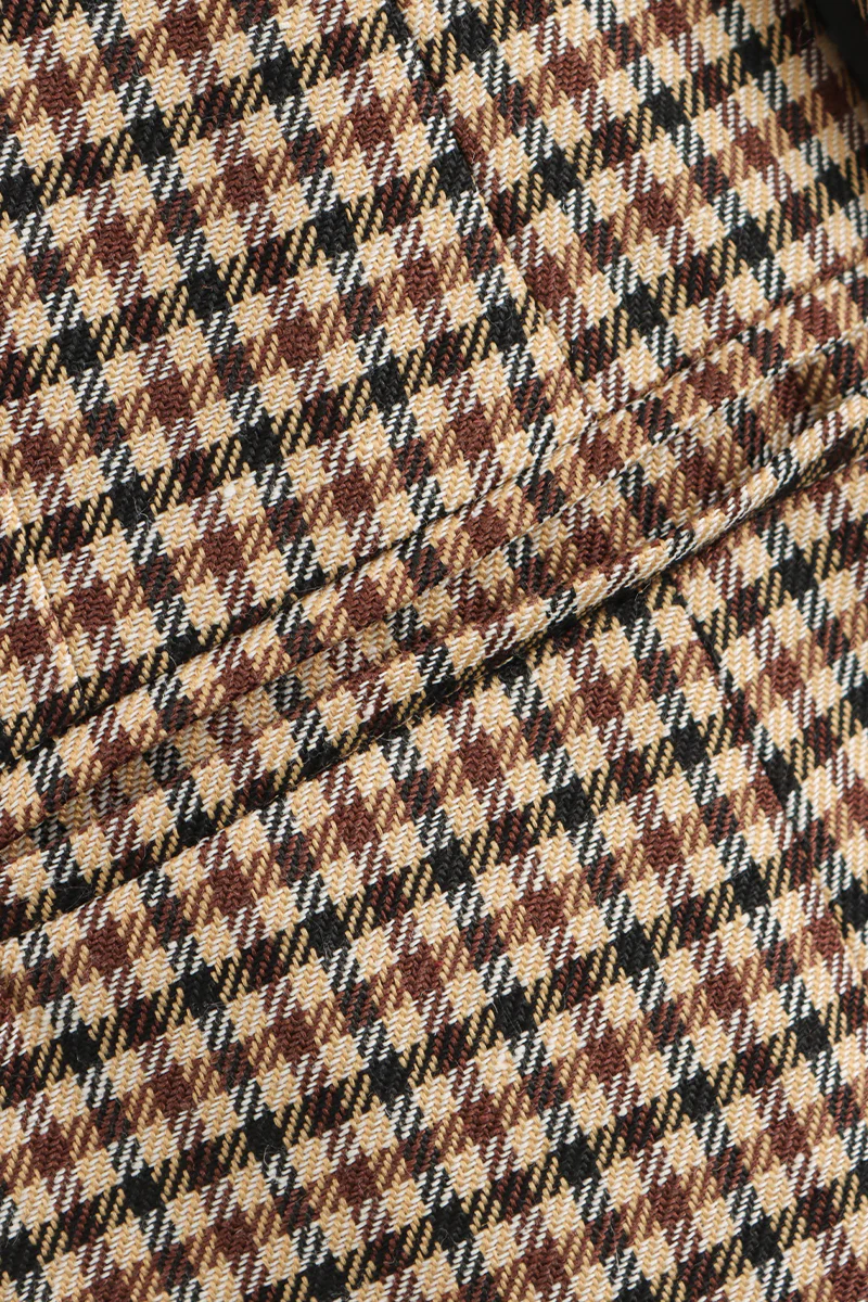 Casual Plaid Buttons Patchwork Contrast Turn-back Collar Outerwear - Panekey