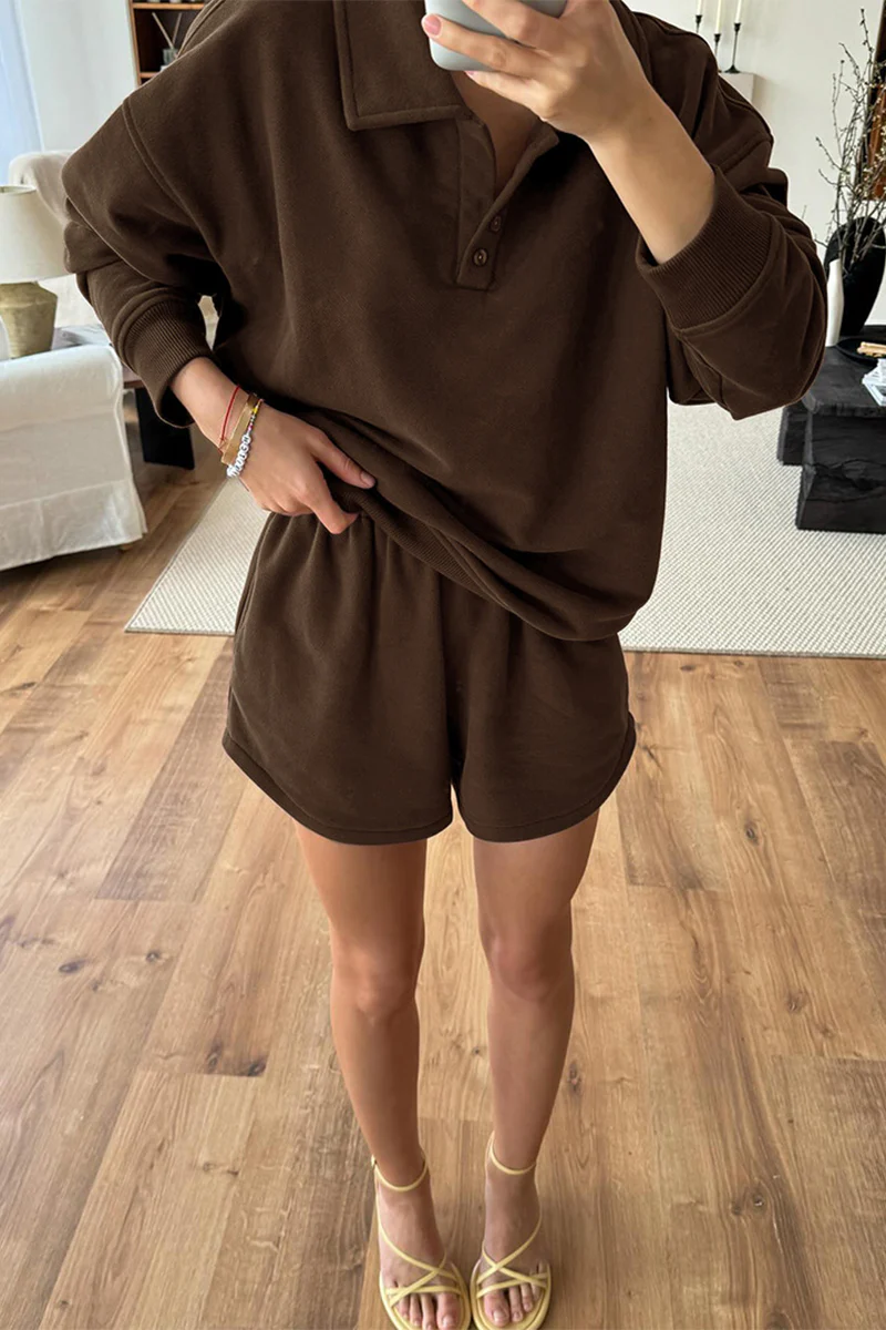 Casual Daily Fluffy Turndown Collar Long Sleeve Two Pieces - Panekey