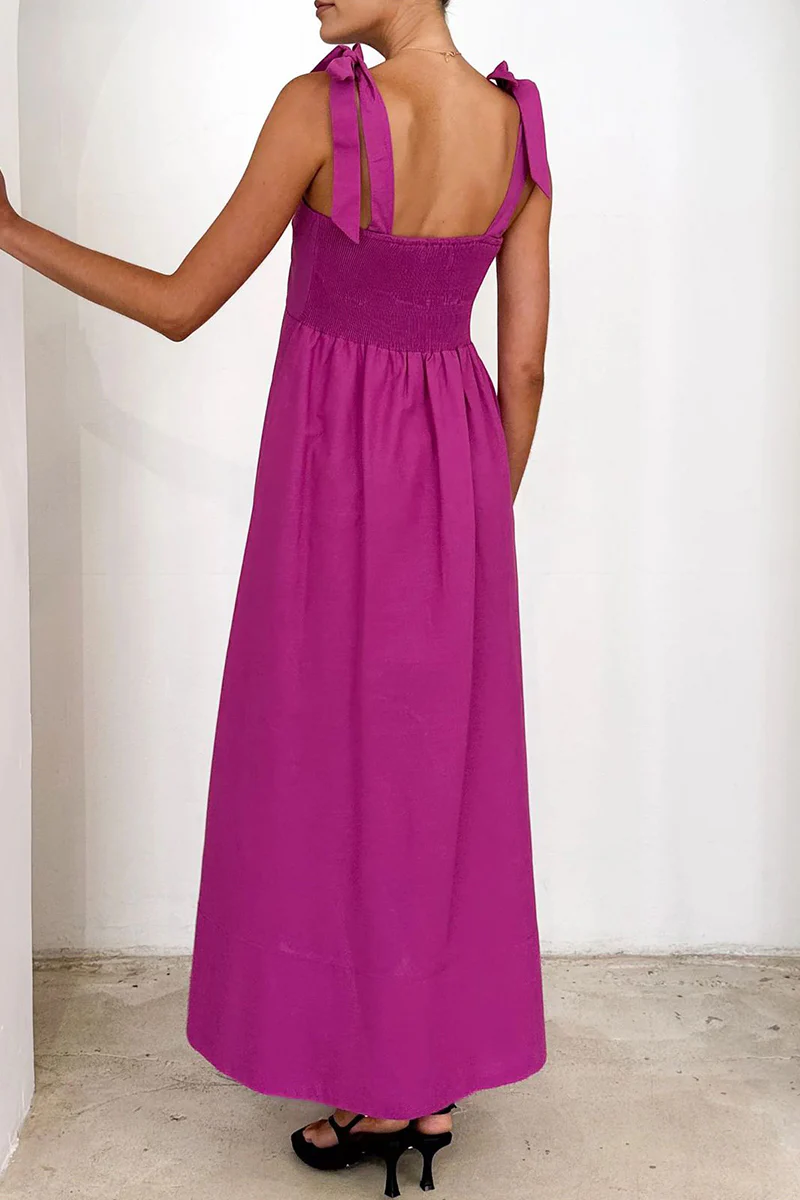 Casual Daily Lace Up Square Neck Sling Dresses(3 Colors) - Panekey