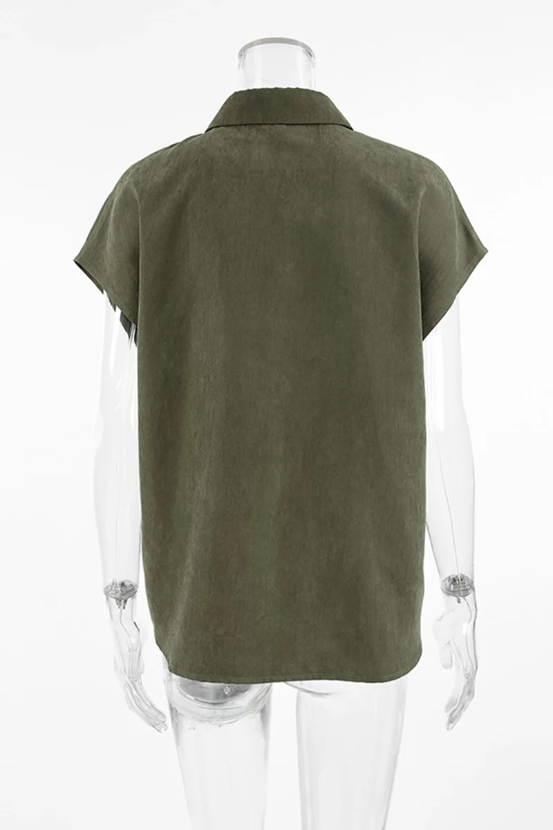 Casual Buttons Turndown Collar Blouses - Panekey