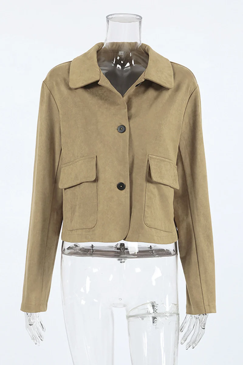 Casual Daily Buttons Turndown Collar Outerwear - Panekey