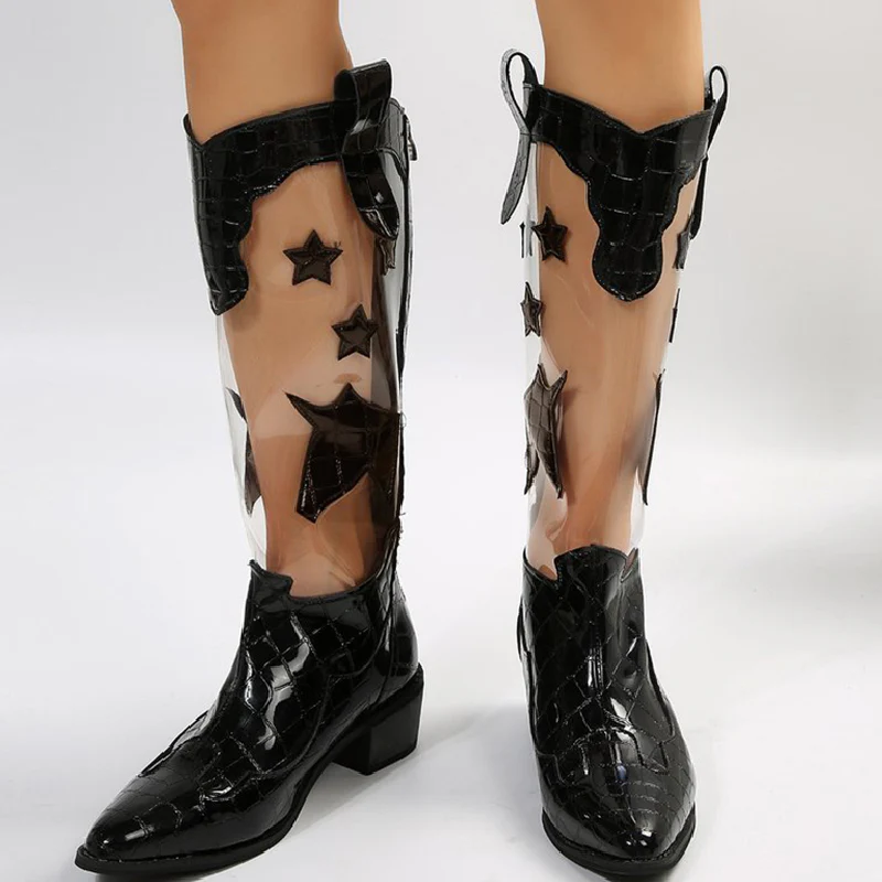 Casual Patchwork See-through Pointed Out Door Shoes - Panekey