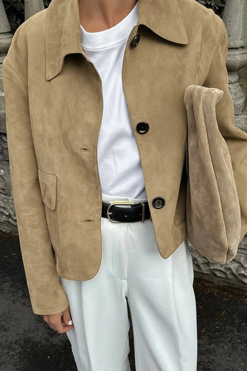 Casual Daily Buttons Turndown Collar Outerwear - Panekey