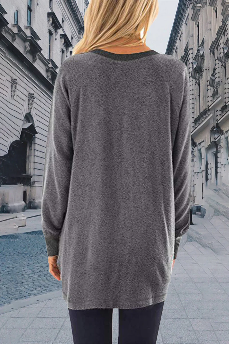 Casual Elegant Solid Contrast O Neck Tops - Panekey