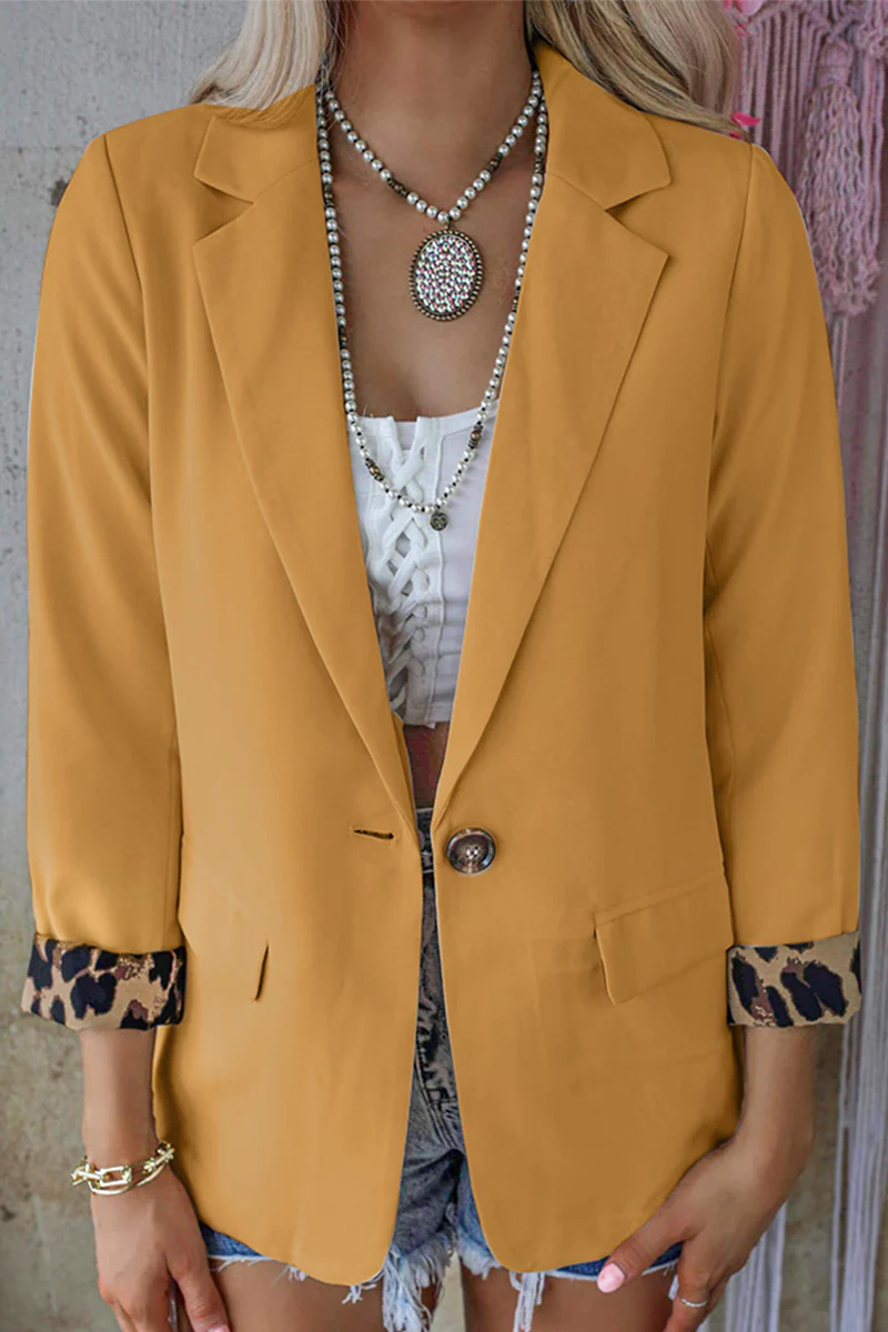 Casual Leopard Patchwork Turndown Collar Outerwear(6 Colors) - Panekey