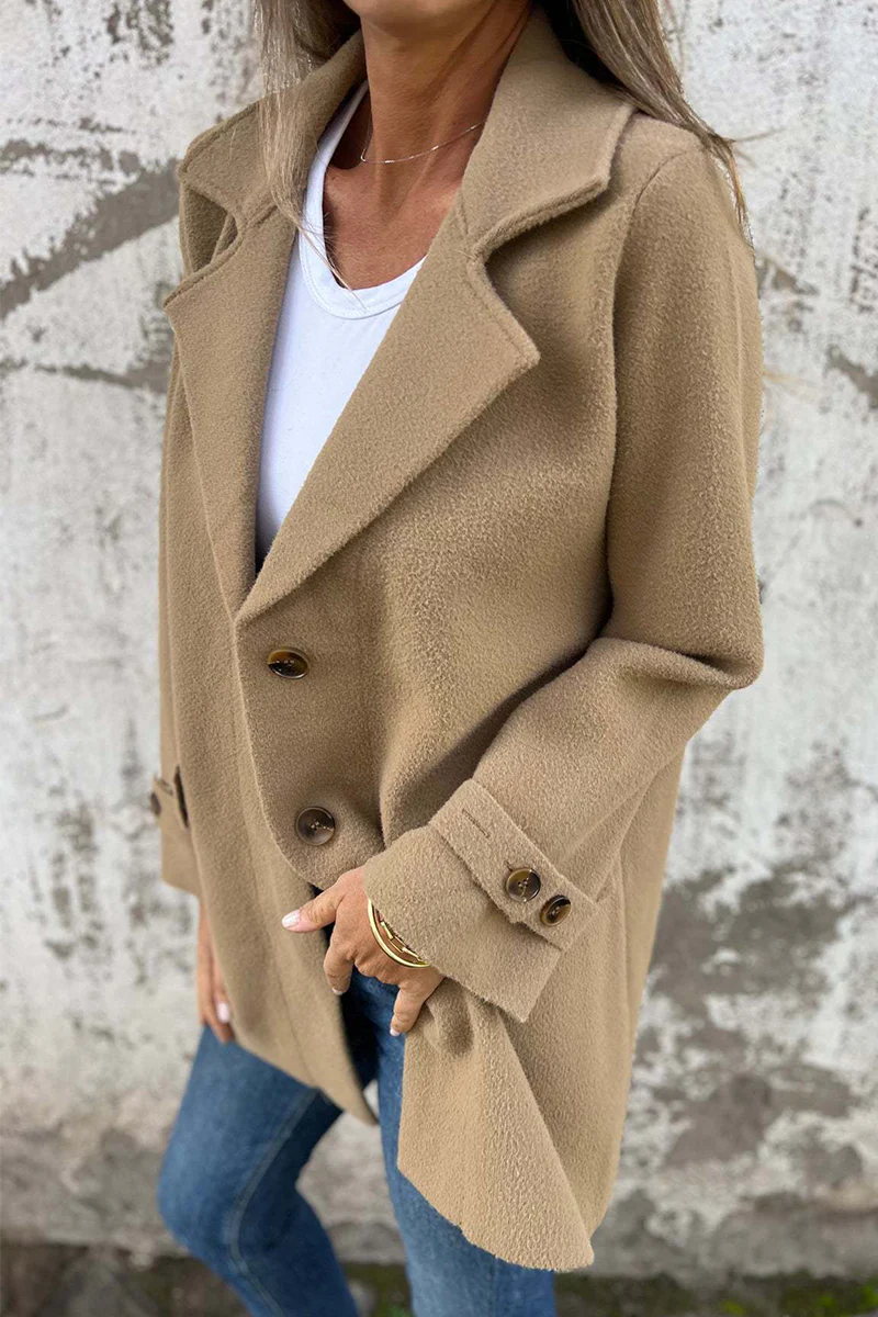 Casual Daily Buttons Gross Turn-back Collar Outerwear(3 Colors) - Panekey