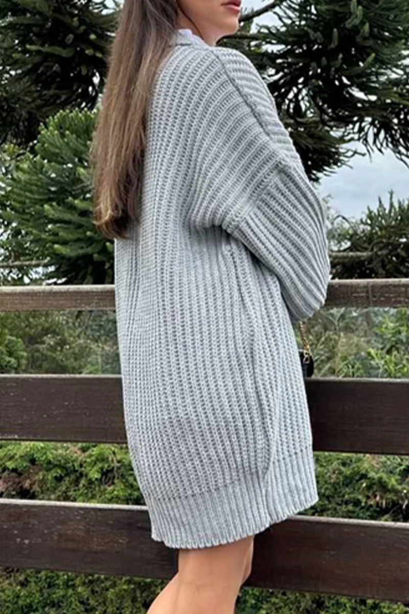 Casual Daily Solid Color Weave Cardigan Collar Cardigans - Panekey