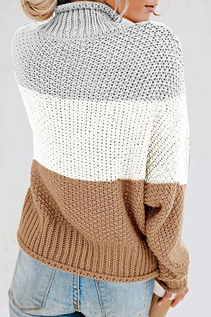 Casual Patchwork Contrast Turtleneck Sweaters(7 Colors) - Panekey