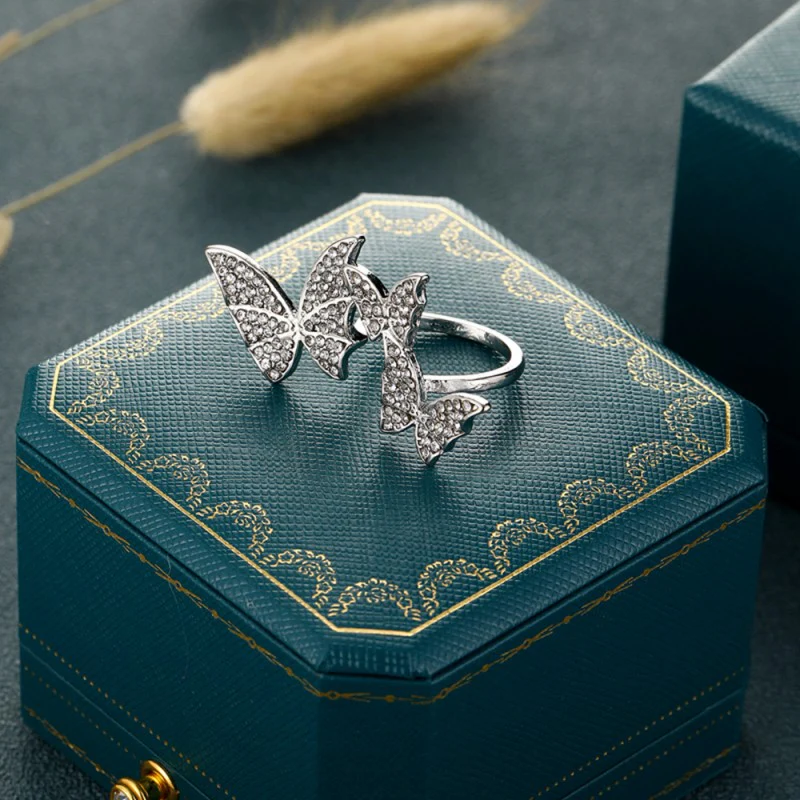 Casual Daily Butterfly Rhinestone Rings - Panekey