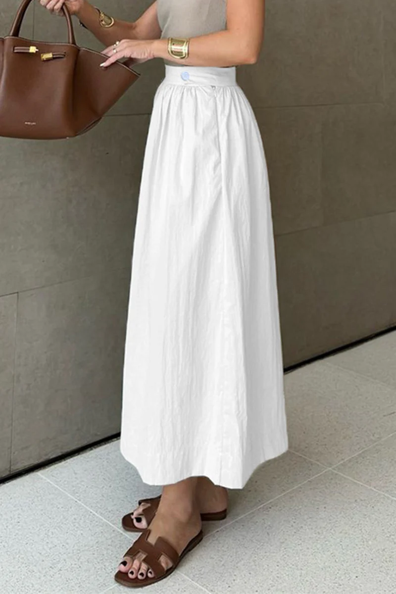 Casual Daily Pocket Buttons Loose High Waist Type A Bottoms - Panekey