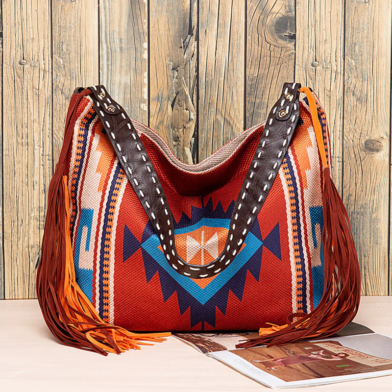 Casual College Color Block Tassel Bags - Panekey