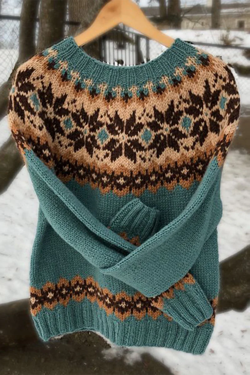 Casual Daily Geometric Stripe Contrast O Neck Sweaters(9 Colors) - Panekey