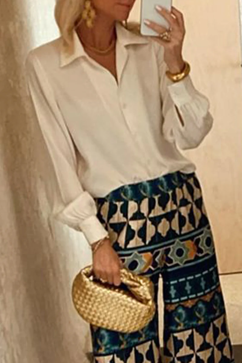 Casual Buttons Turndown Collar Blouses - Panekey